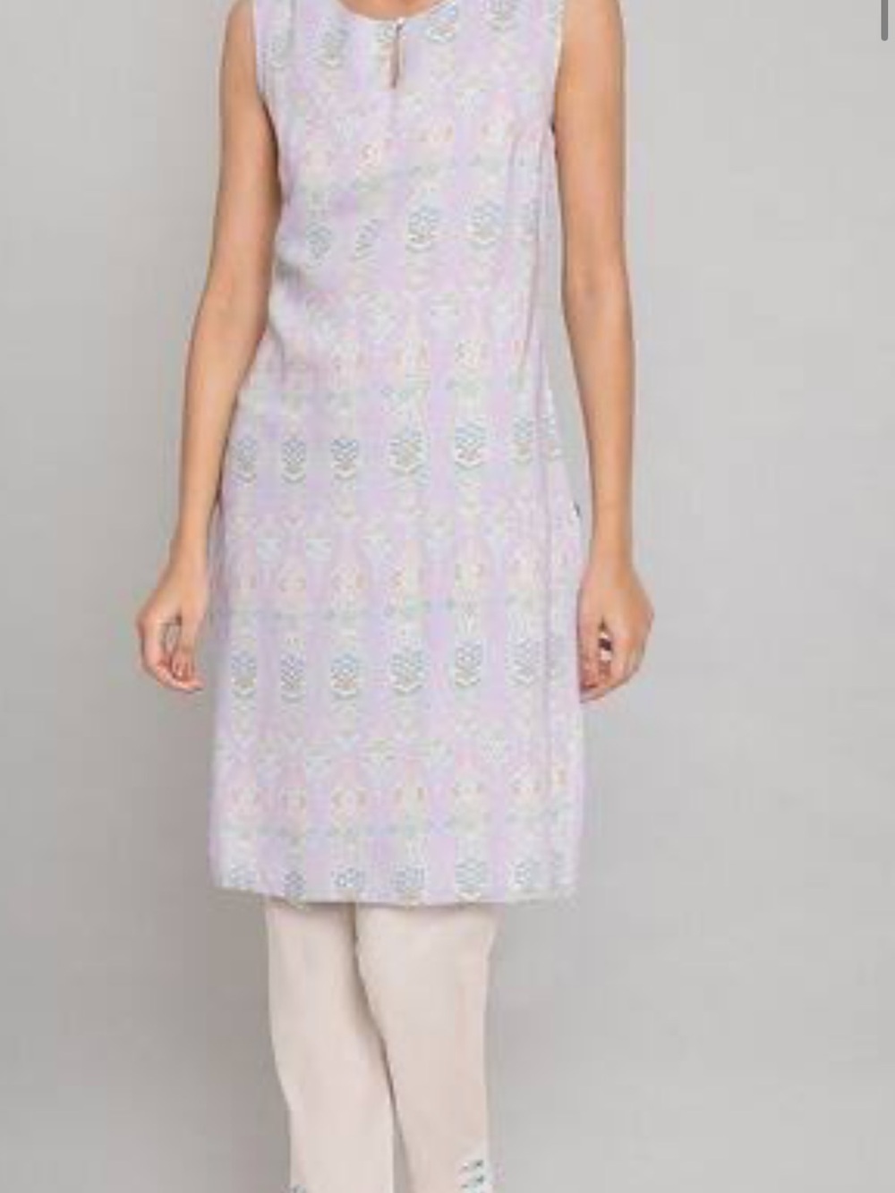 W for Women Lavender Printed Sleeveless Tunic